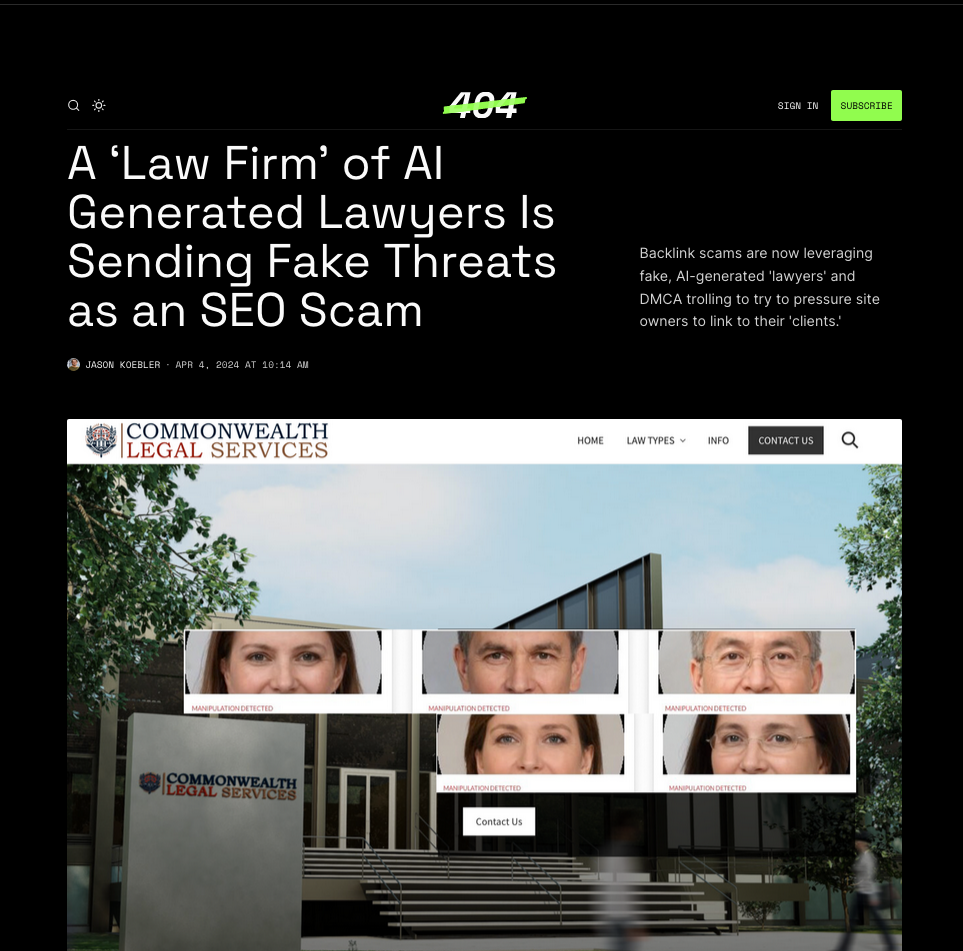 404media Ai Generated Law Firm Sending Fake Threats