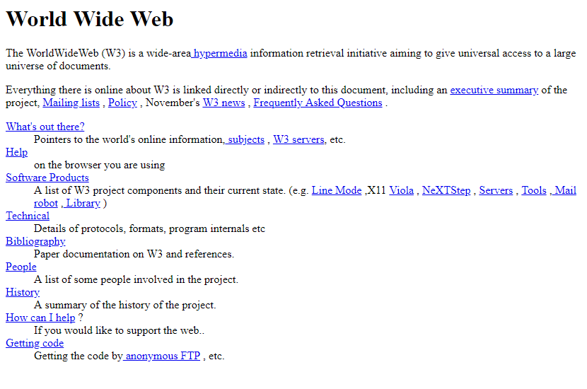 Berners Lee First Web Page