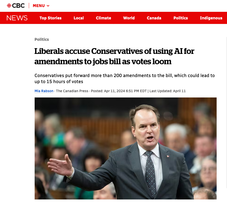 Cbc Liberals Accuse Conservatives Of Using Ai For Amendments