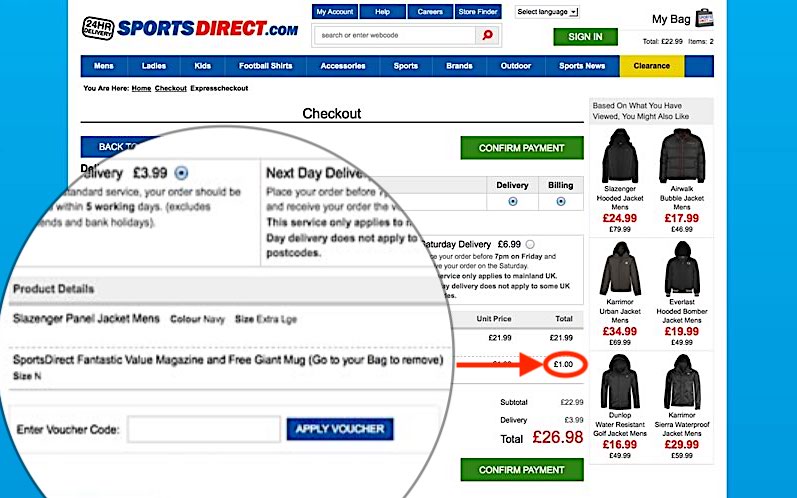 Dark Pattern Sneak Into Basket A