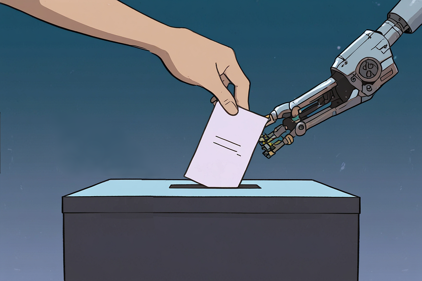 robot hand submitting a ballot