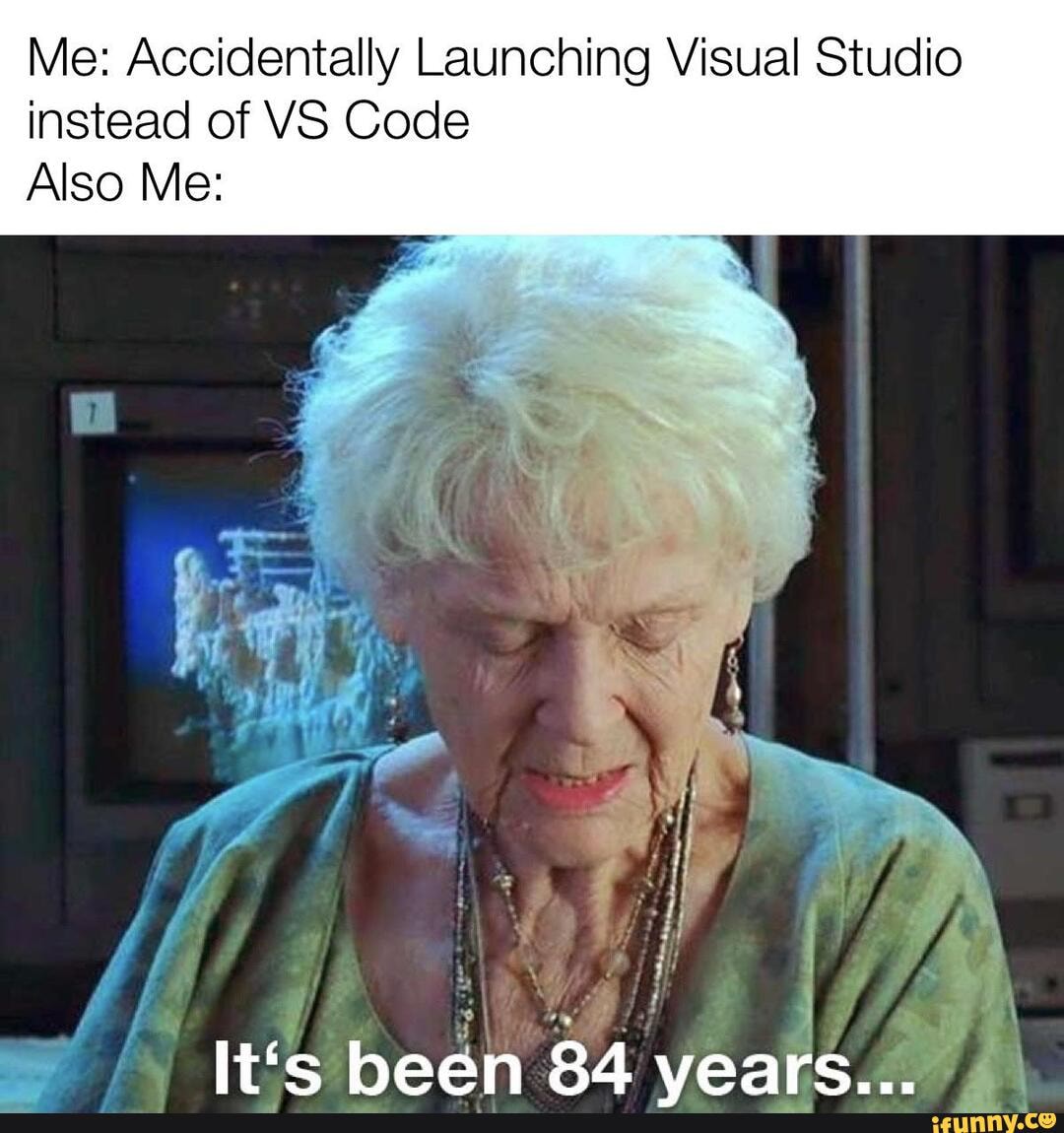 Visual Studio 84 Years Meme