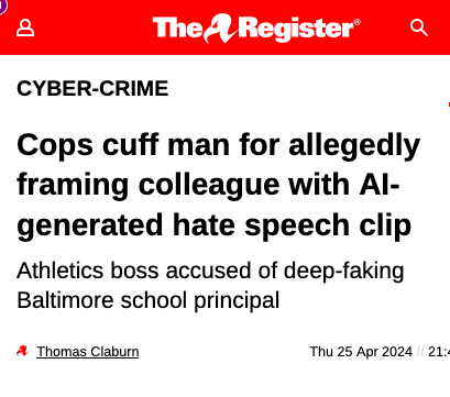 Register Arrested For Principal Deep Fake