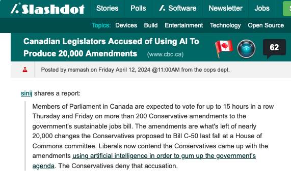 Slashdot Canadian Legislators Accused Of 20000 Ai Amendments
