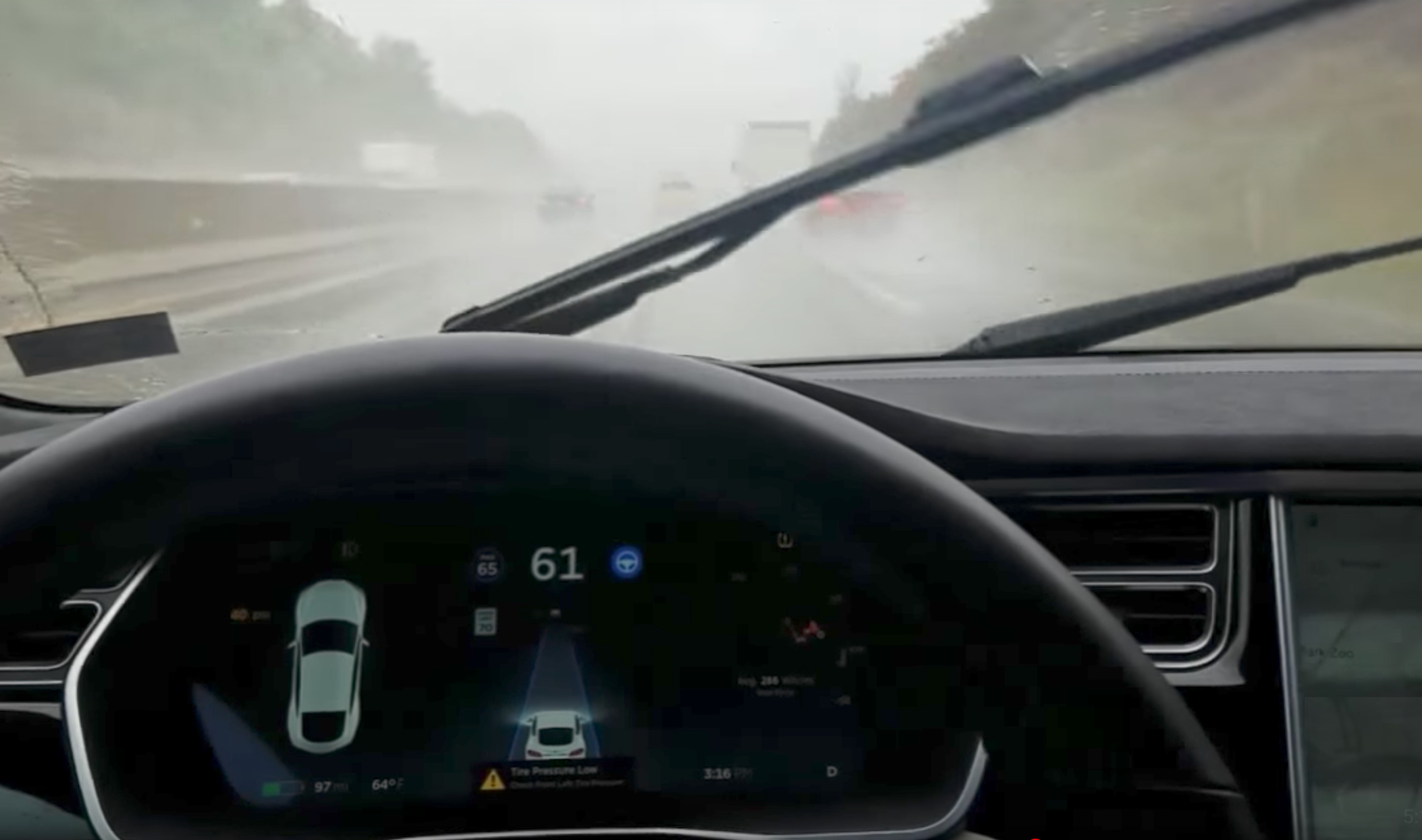 Tesla Autopilot Rainstorm